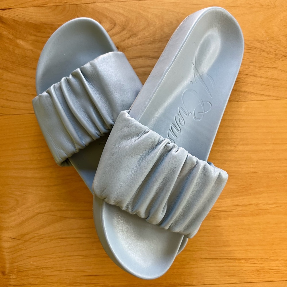 J. Crew Pacific Scrunchie-strap Slides in Blue Mist - Picture 3 of 8